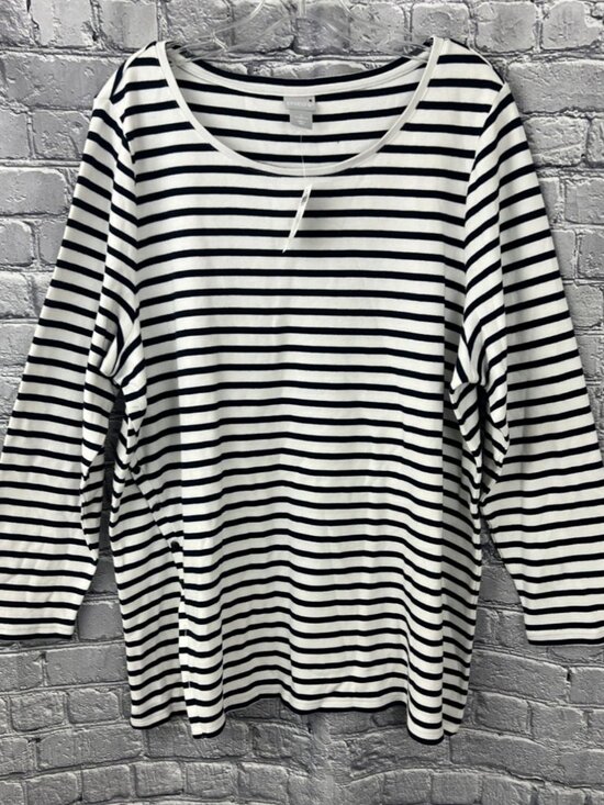 Chico's Tops - Chico's Stripe Side Button Tunic Top Size 4 US XXL LS Knit Classic Navy NWT